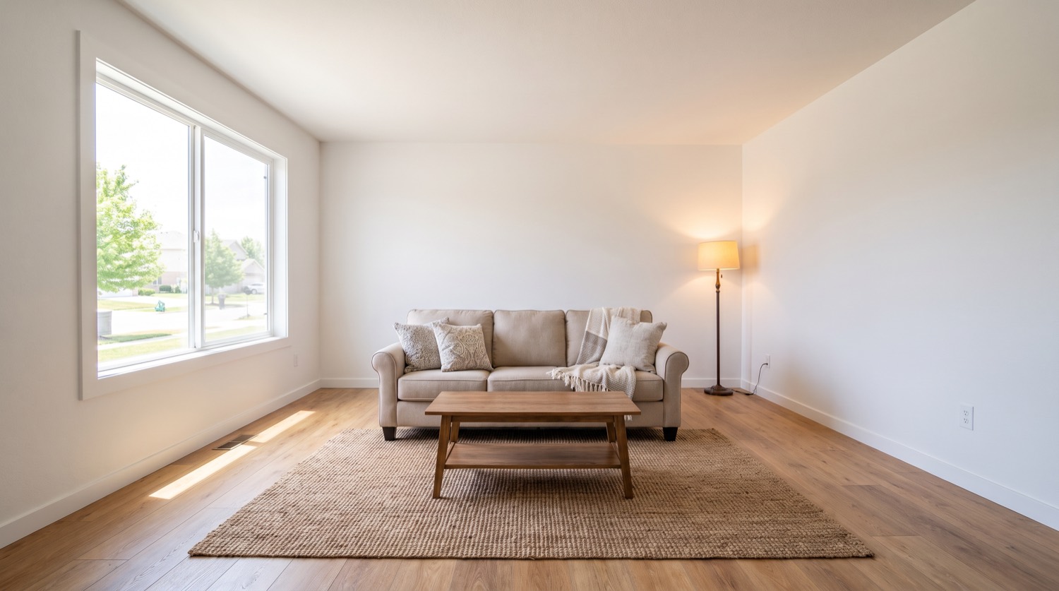 Structure fire in a living room: after restoration