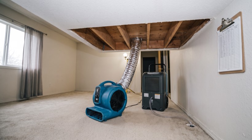 Roof leak into a bedroom ceiling, stage 3 of the sequence
