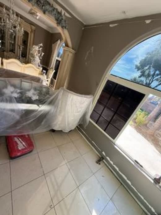 Contents sheeted and protected before any work starts