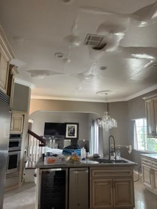 Ceiling boarded and taped once the readings came in dry